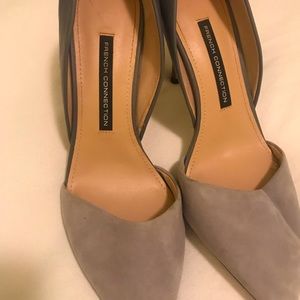 Gray suede and leather 4inch heels from French connection